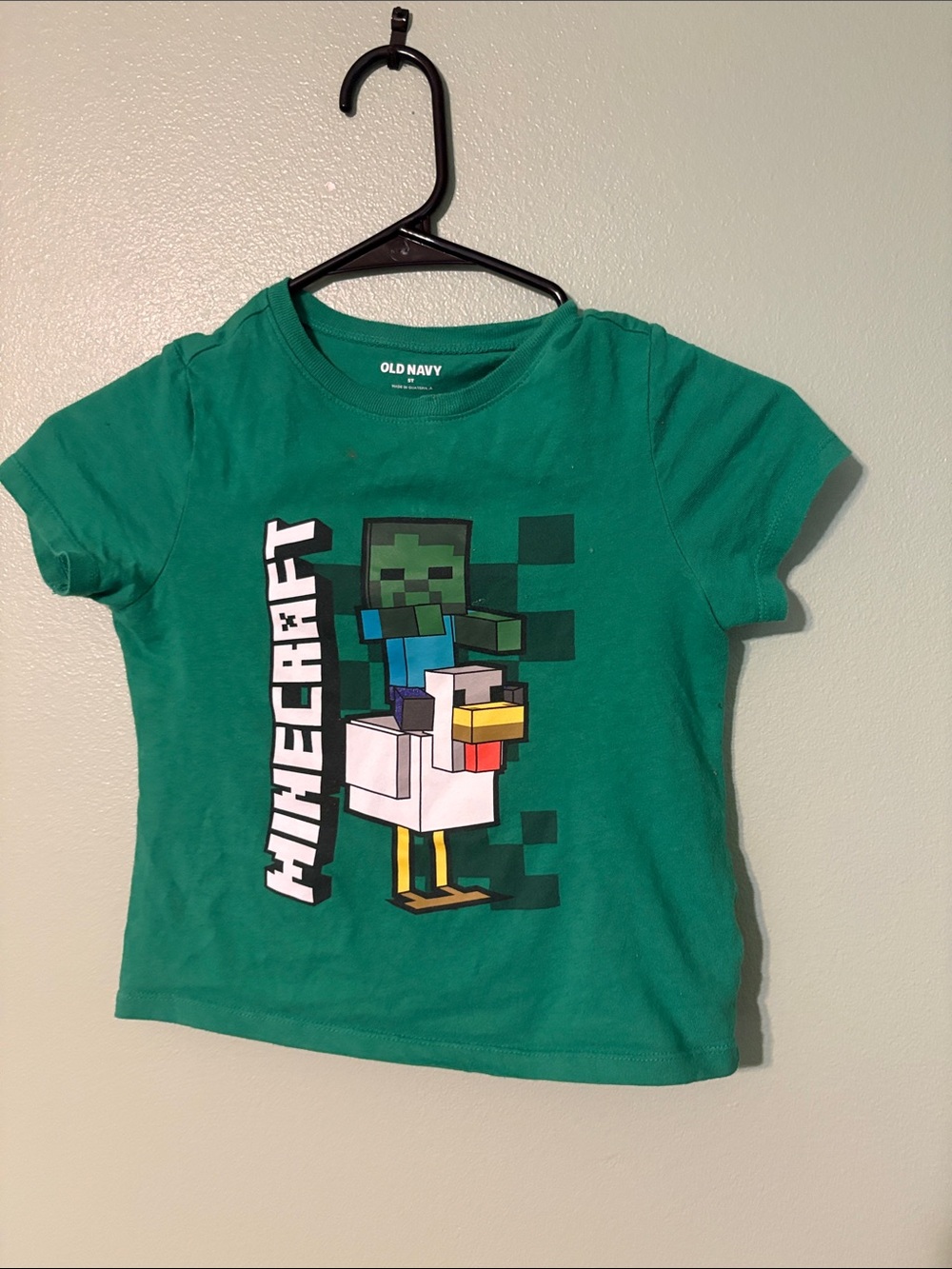Old Navy Green Minecraft Graphic Tee with Chicken